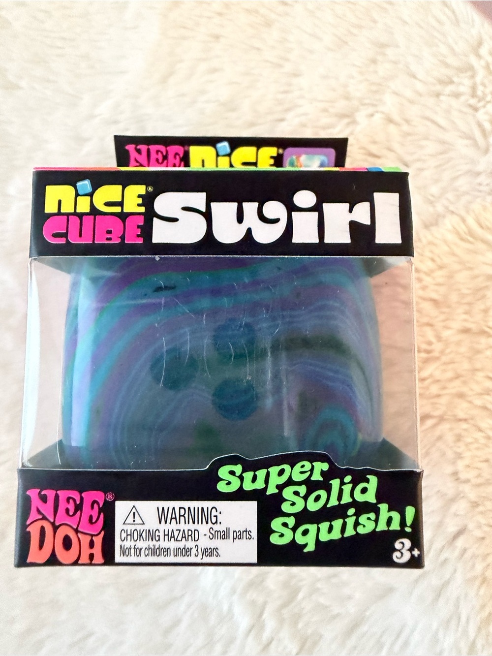 NeeDoh Nice Cube Swirl Stress Toy - Blue/Purple/Green